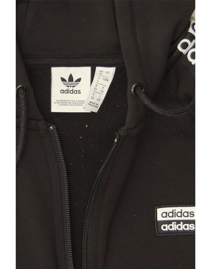 Adidas Womens Graphic Zip Hoodie Sweater UK 8 Small Black Polyester