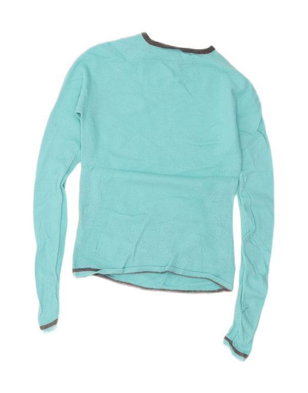 Sweaty Betty Womens Boat Neck Jumper Sweater UK 10 Small Blue Merino Wool