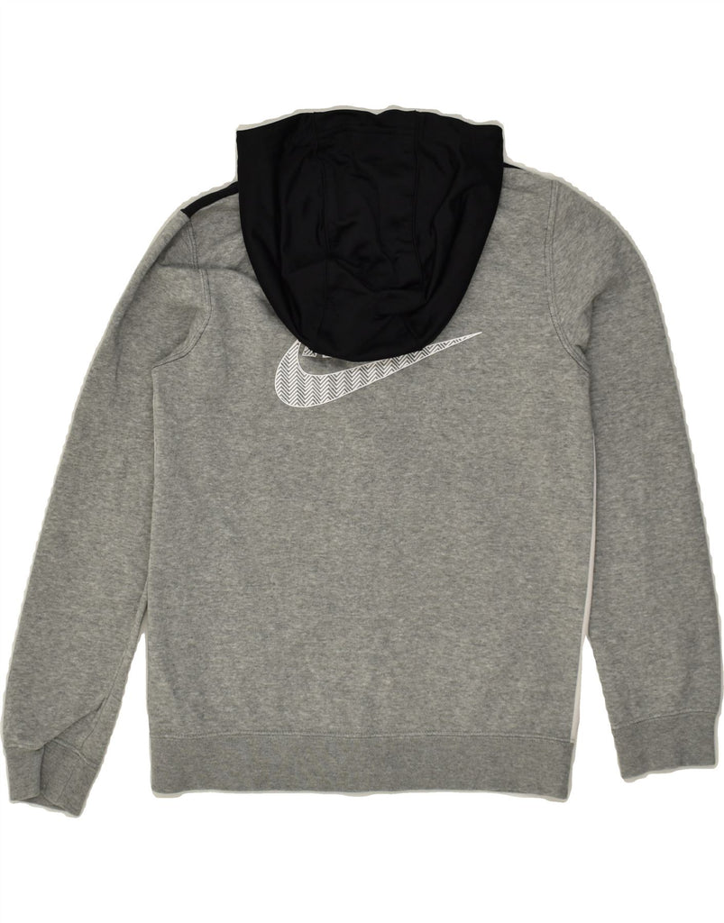 NIKE Boys Zip Hoodie Sweater 10-11 Years Medium Grey Colourblock Cotton | Vintage Nike | Thrift | Second-Hand Nike | Used Clothing | Messina Hembry 
