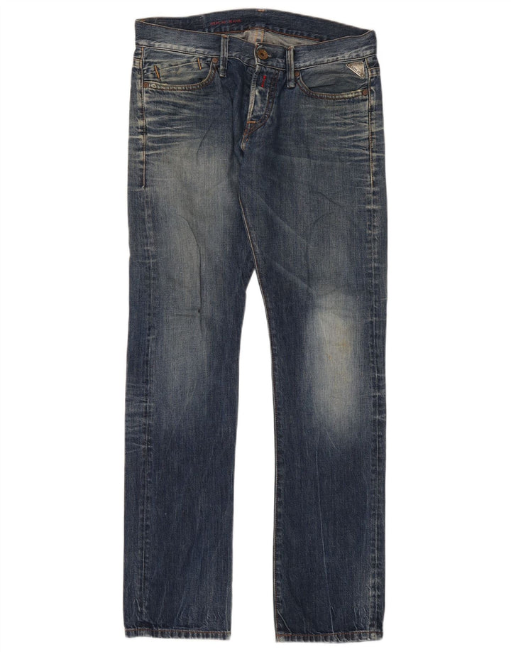 Replay Mens Straight Jeans W31 L32 Blue Cotton
