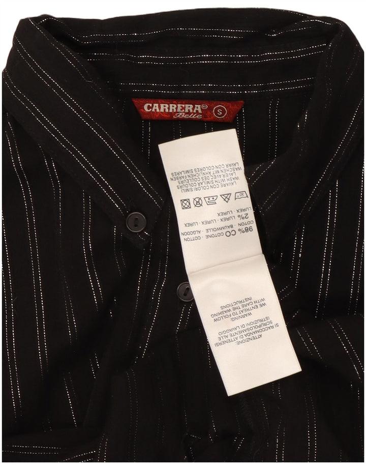 Carrera Womens Shirt UK 10 Small Black Striped Cotton