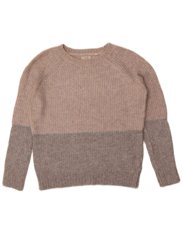 Fat Face Womens Boat Neck Jumper Sweater UK 8 Small Grey Colourblock Nylon