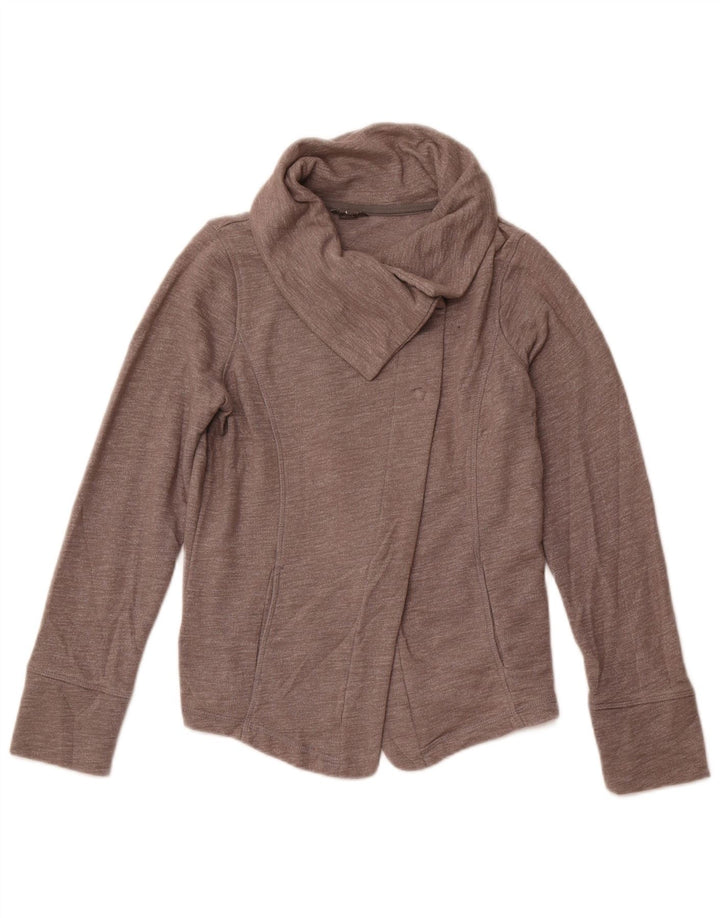 EDDIE BAUER Womens Cardigan Sweater UK 10 Small Grey Cotton