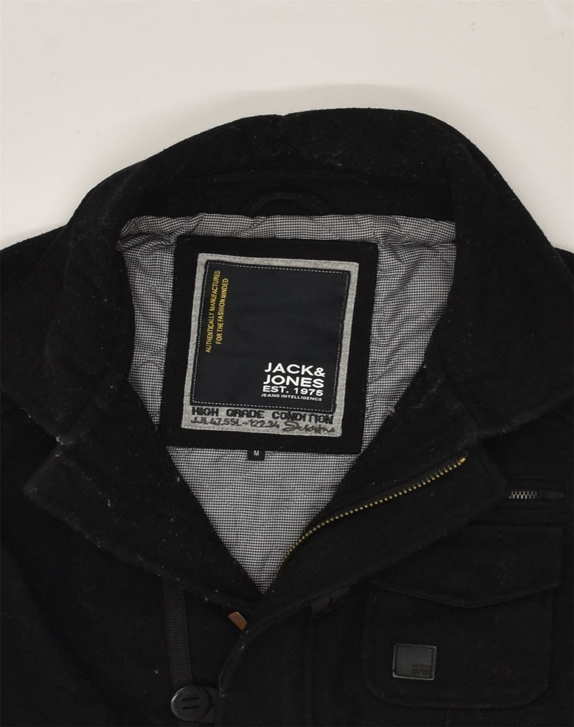 JACK & JONES Mens Overcoat UK 38 Medium Black Wool | Vintage Jack & Jones | Thrift | Second-Hand Jack & Jones | Used Clothing | Messina Hembry 