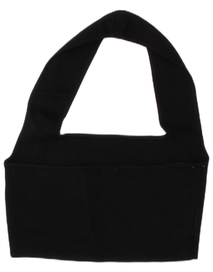 ZARA Womens Crop Halter Top UK 8 Small Black Viscose