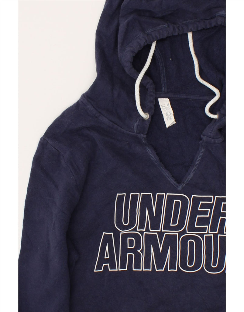 UNDER ARMOUR Mens Graphic Hoodie Jumper Medium Navy Blue Cotton | Vintage Under Armour | Thrift | Second-Hand Under Armour | Used Clothing | Messina Hembry 