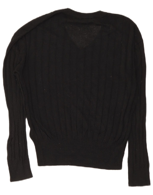 Marks & Spencer Womens V-Neck Jumper Sweater UK 14 Medium Black Viscose