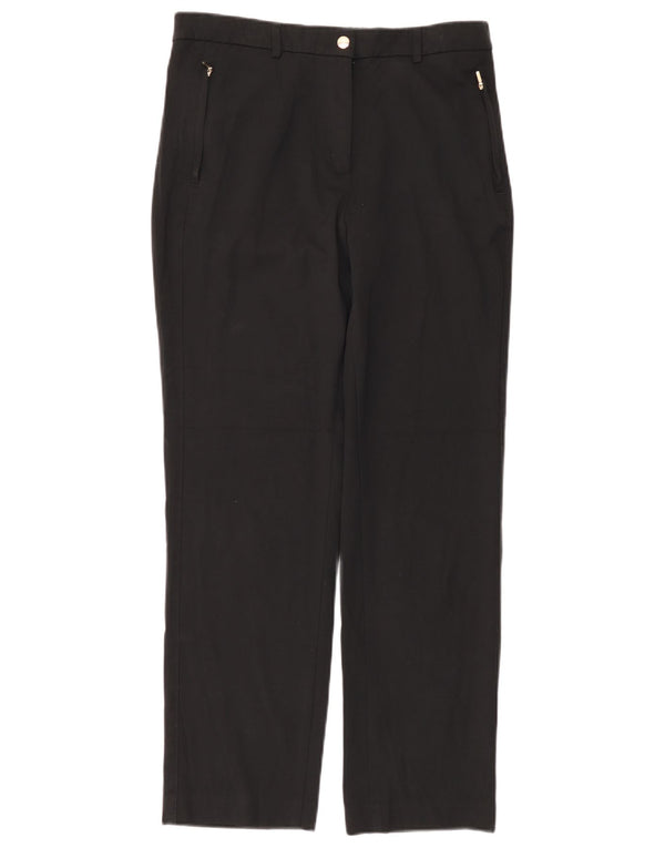 Marks & Spencer Womens High Waist Chino Trousers UK 12 Medium W32 L29 Black
