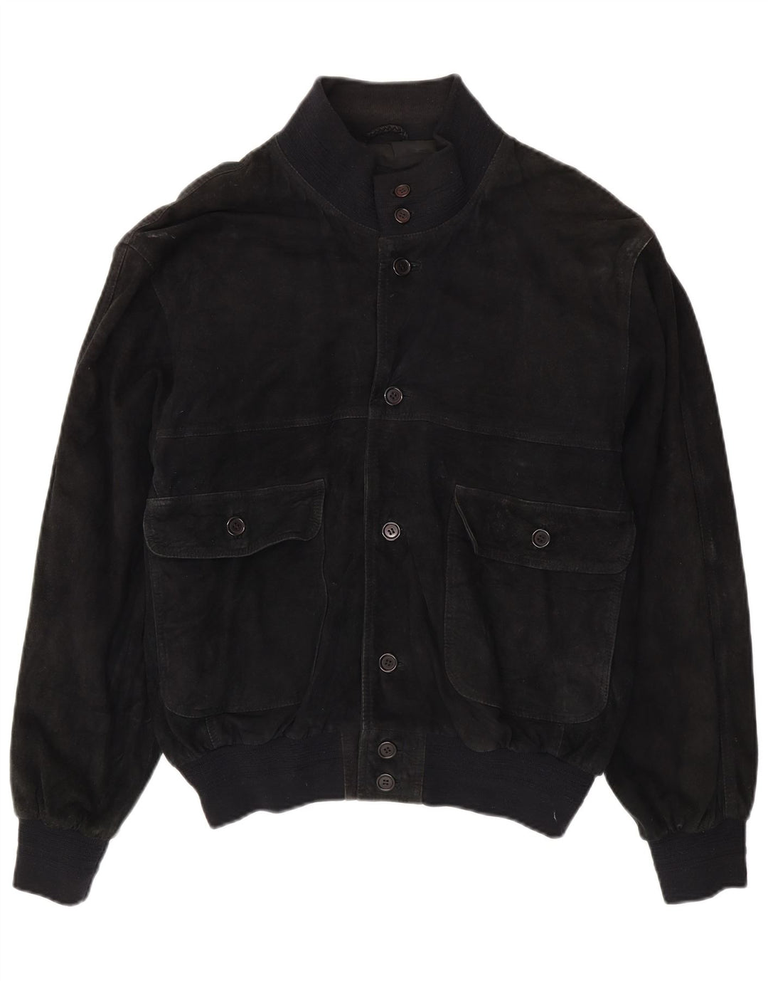Vintage Mens Suede Bomber Jacket UK 40 Large Black Leather