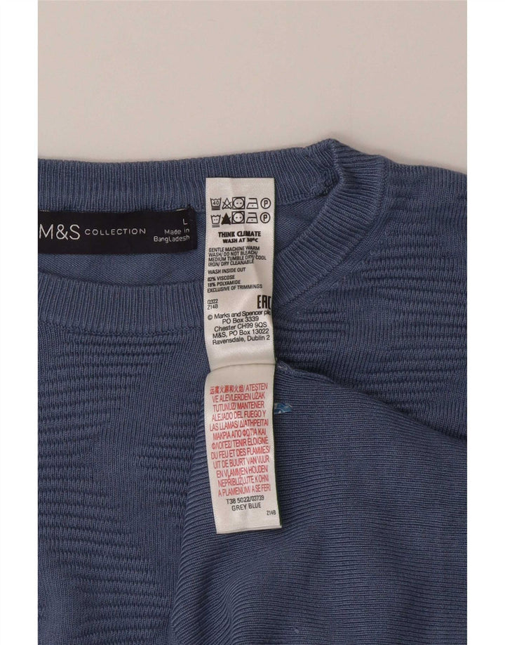 Marks & Spencer Womens Crew Neck Jumper Sweater UK 16 Large Blue