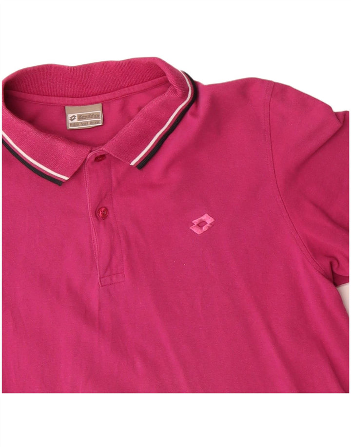 LOTTO Mens Polo Shirt Medium Pink Cotton