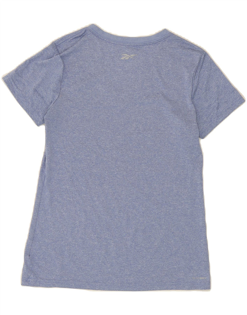 REEBOK Womens T-Shirt Top UK 10 Small Blue Flecked Vintage Reebok and Second-Hand Reebok from Messina Hembry 