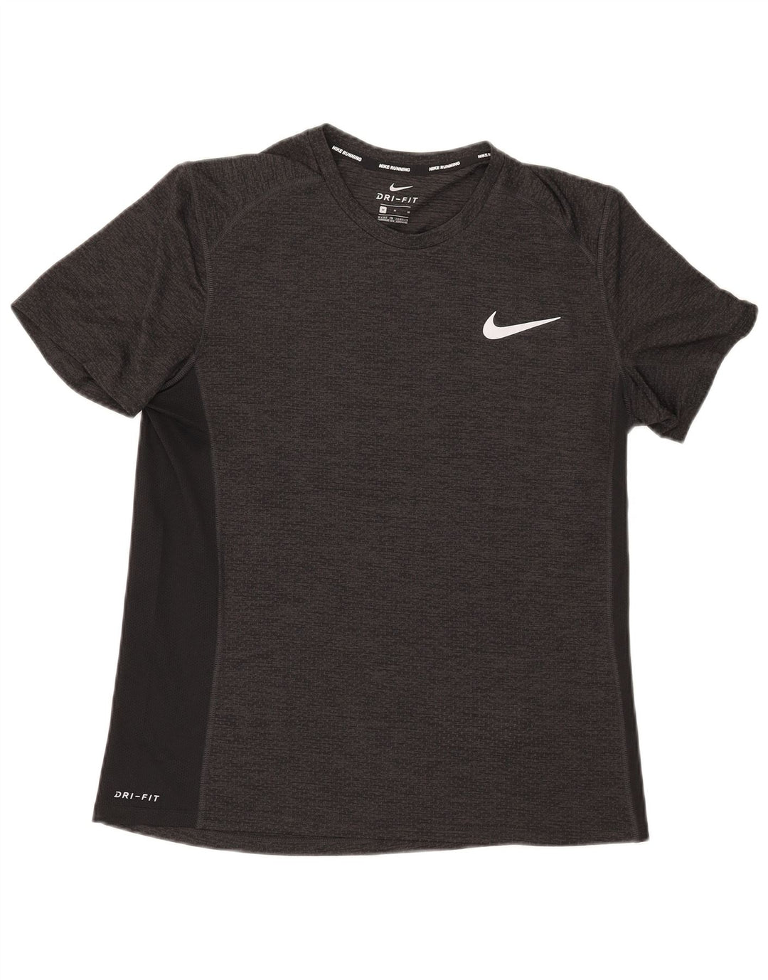 Nike Mens Dri Fit T-Shirt Top Medium Khaki Colourblock Polyester