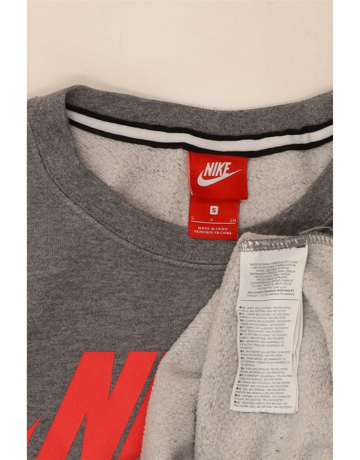 Nike Mens Graphic Sweatshirt Jumper Small Grey Colourblock Cotton