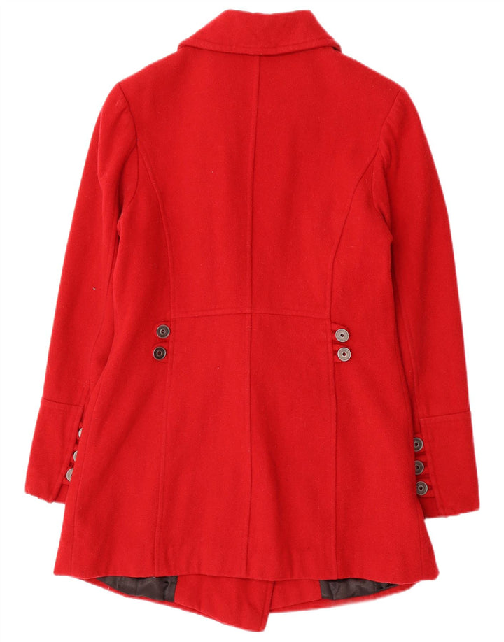 SASHA Womens Double Breasted Coat UK 12 Medium  Red Wool