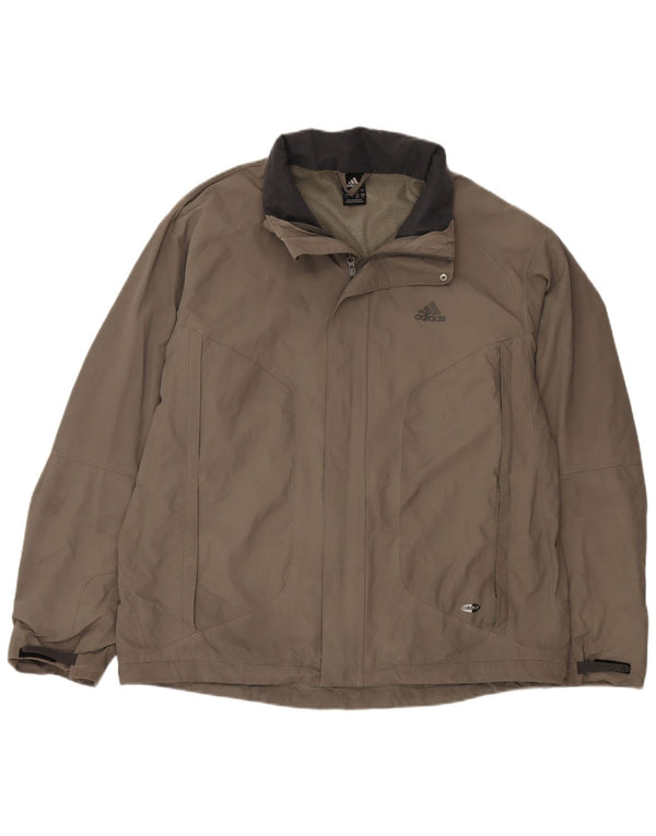 Adidas Mens Rain Jacket UK 40 Large Khaki Nylon
