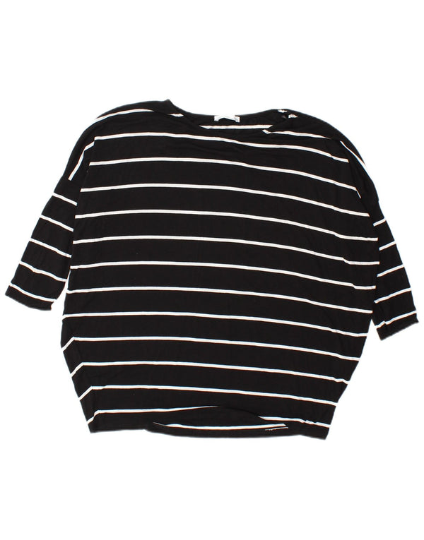Zara Womens Oversized Top Long Sleeve UK 10 Small Black Striped Viscose