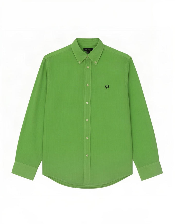 Fred Perry Mens Shirt Large Green Linen