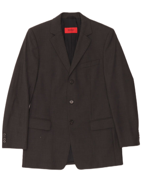 Hugo Boss Mens 3 Button Blazer Jacket EU 44 XS Grey Virgin Wool