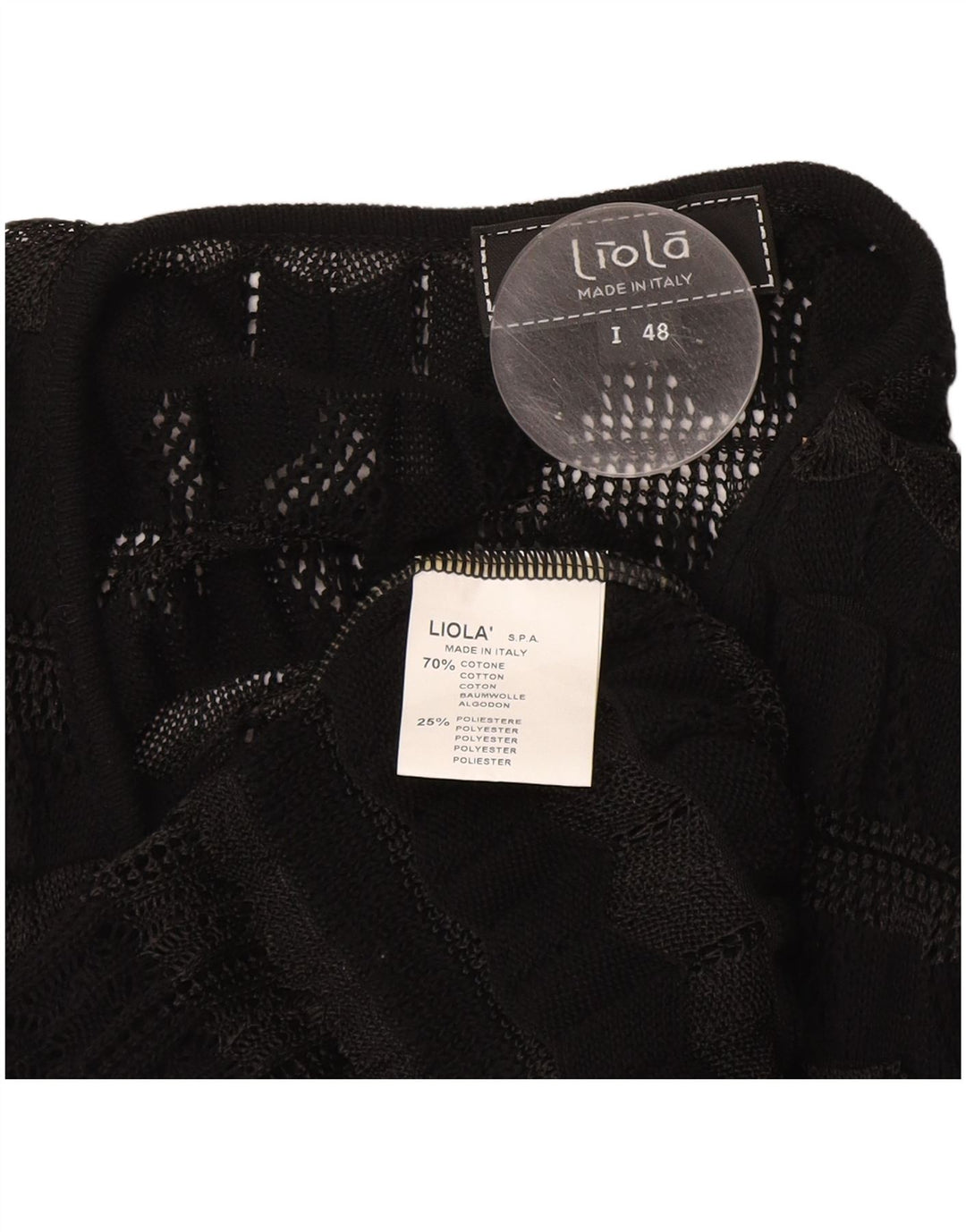 Liola Womens Short Sleeve Cardigan Sweater IT 48 XL Black Striped