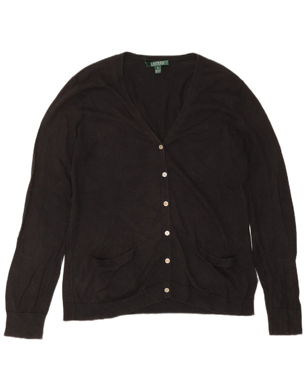 Ralph Lauren Womens Cardigan Sweater UK 18 XL Black Cotton