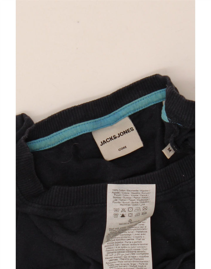 JACK & JONES Mens Graphic T-Shirt Top Medium Navy Blue Cotton
