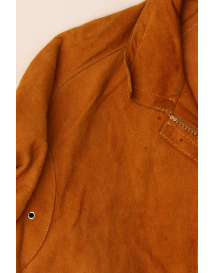 Vintage Womens Suede Jacket IT 46 Large Beige Leather
