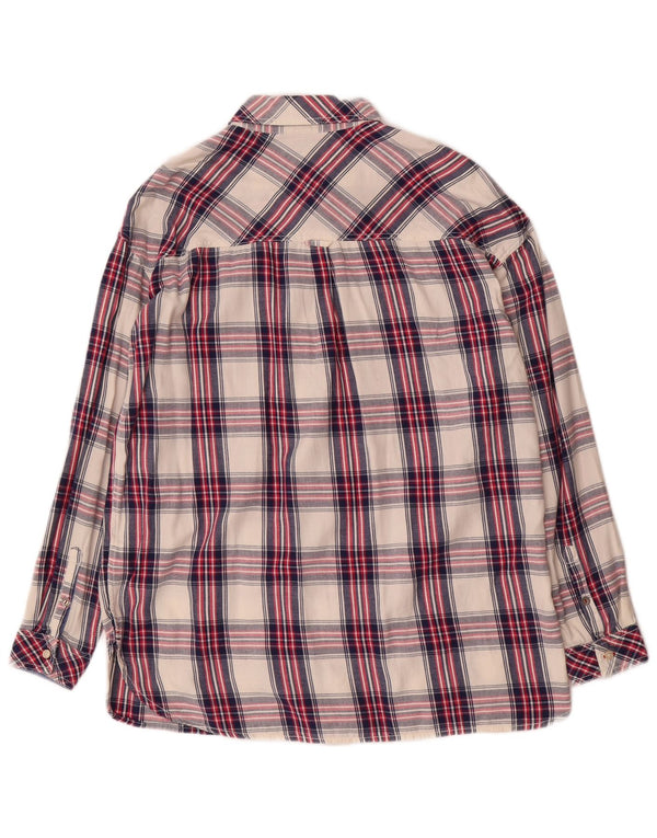 Tommy Hilfiger Womens Loose Fit Longline Shirt UK 14 Medium Navy Blue Check