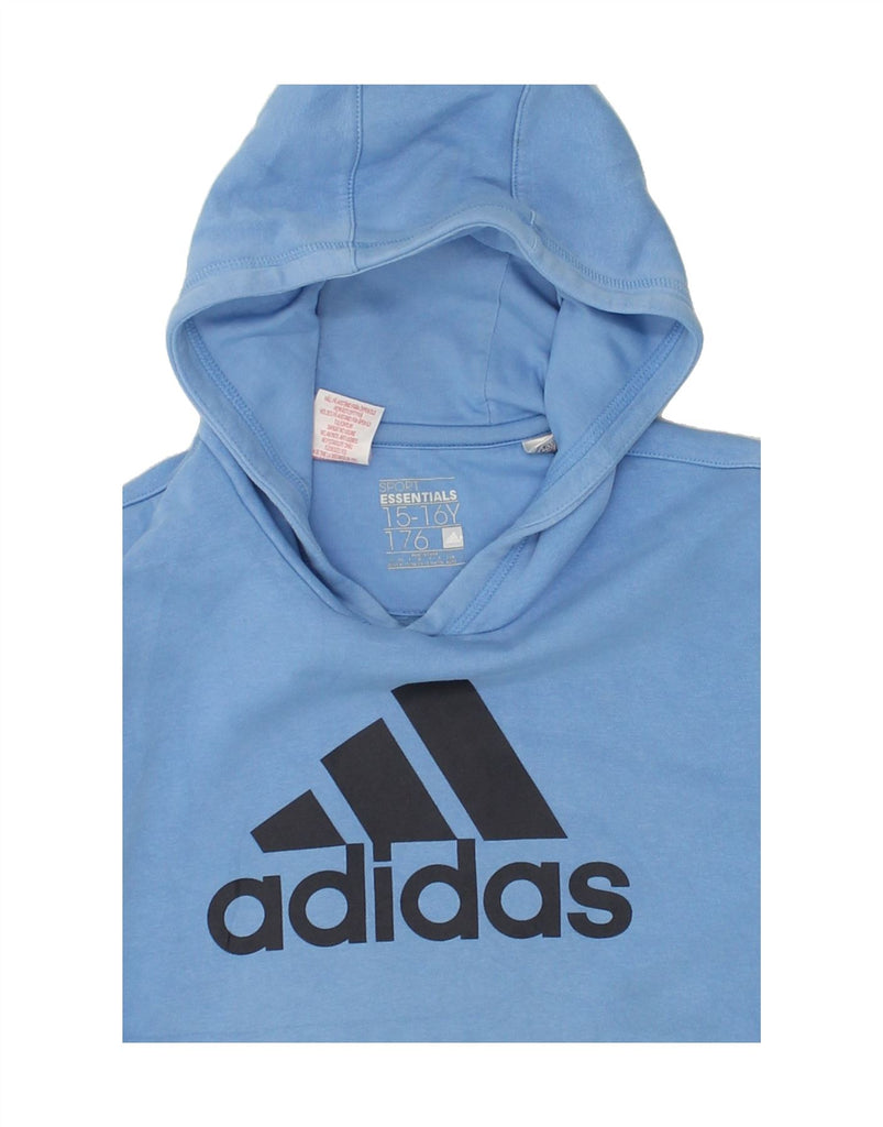 ADIDAS Boys Graphic Hoodie Jumper 15-16 Years Blue Cotton | Vintage Adidas | Thrift | Second-Hand Adidas | Used Clothing | Messina Hembry 