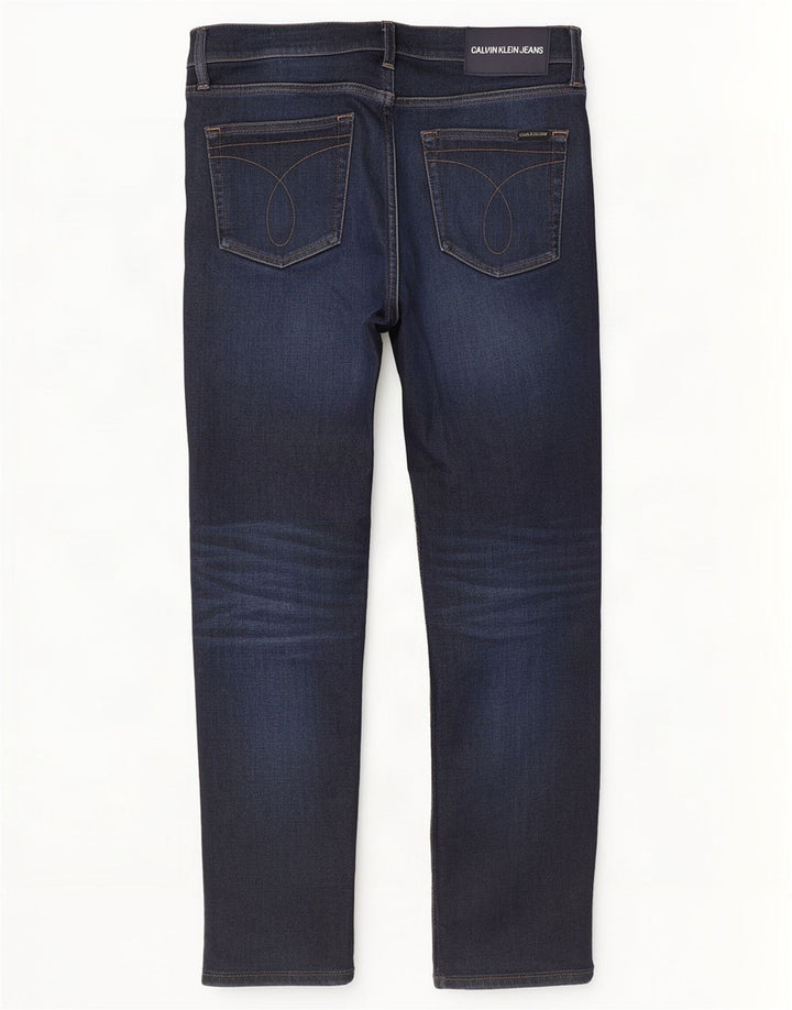 Calvin Klein Mens Straight Jeans W33 L30 Navy Blue Cotton