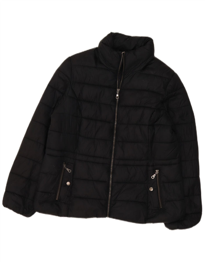 Marks & Spencer Womens Hooded Padded Jacket UK 16 Large Black Polyester