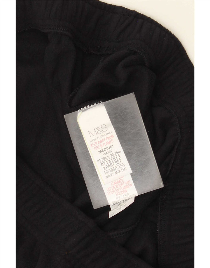 Marks & Spencer Mens Fleece Tracksuit Trousers Medium Navy Blue Polyester