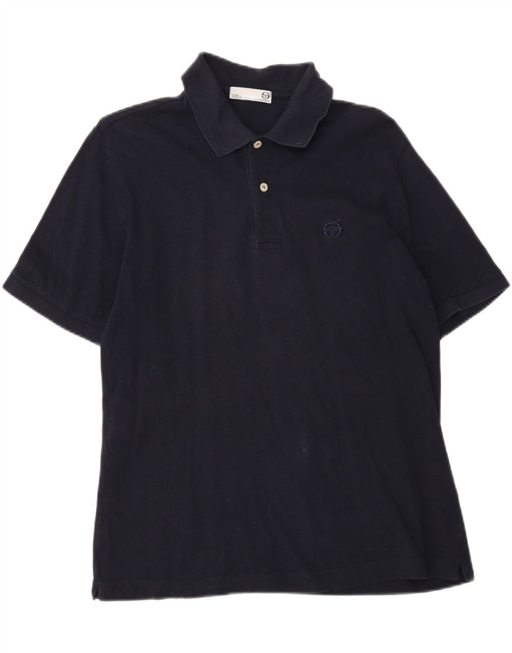 SERGIO TACCHINI Mens Polo Shirt IT 48 Medium Navy Blue Cotton