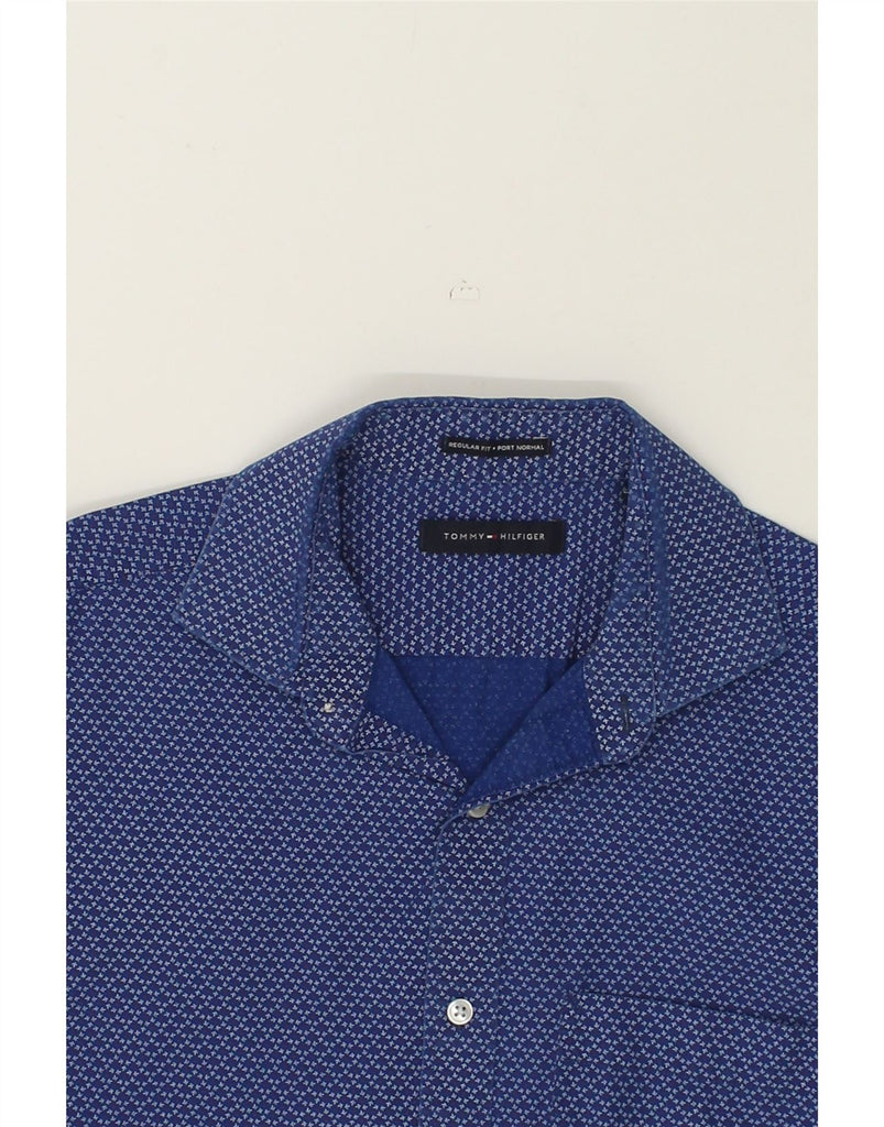 TOMMY HILFIGER Mens Regular Fit Shirt Medium Navy Blue Cotton | Vintage Tommy Hilfiger | Thrift | Second-Hand Tommy Hilfiger | Used Clothing | Messina Hembry 