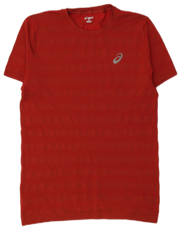 ASICS Mens T-Shirt Top Medium Red Striped