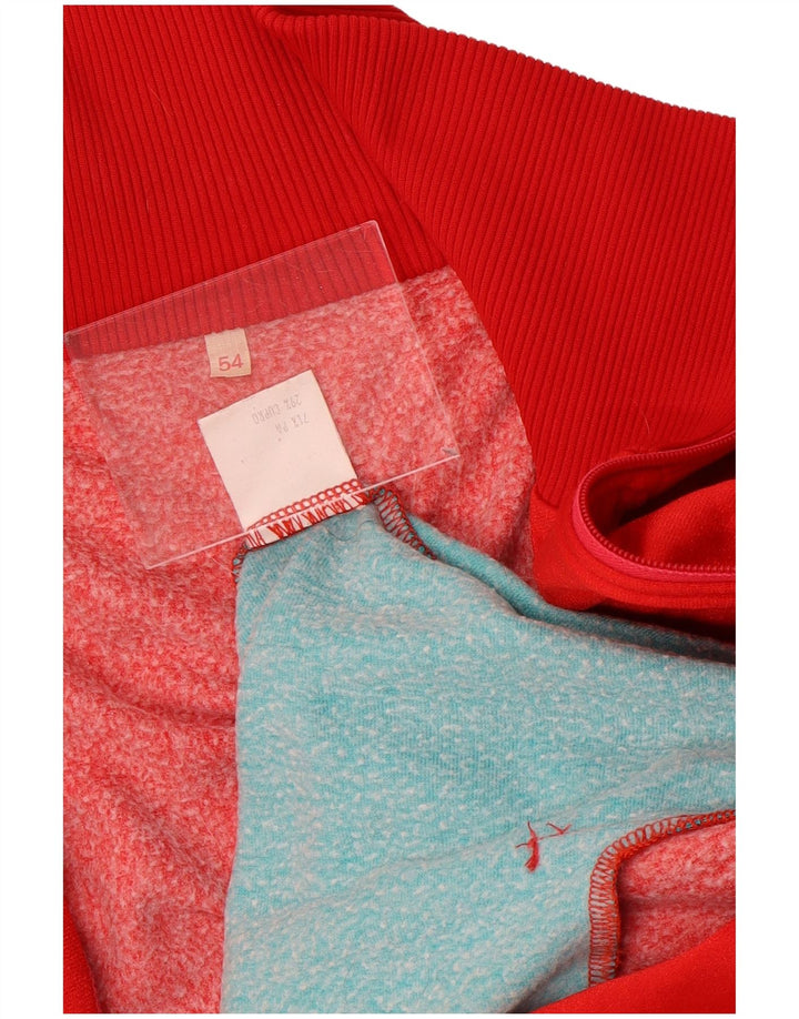 Vintage Mens Tracksuit Top Jacket IT 54 XL Red Colourblock Cupro