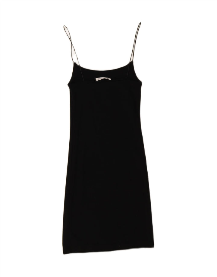 Zara Womens Slip Dress UK 8 Small Black Cotton