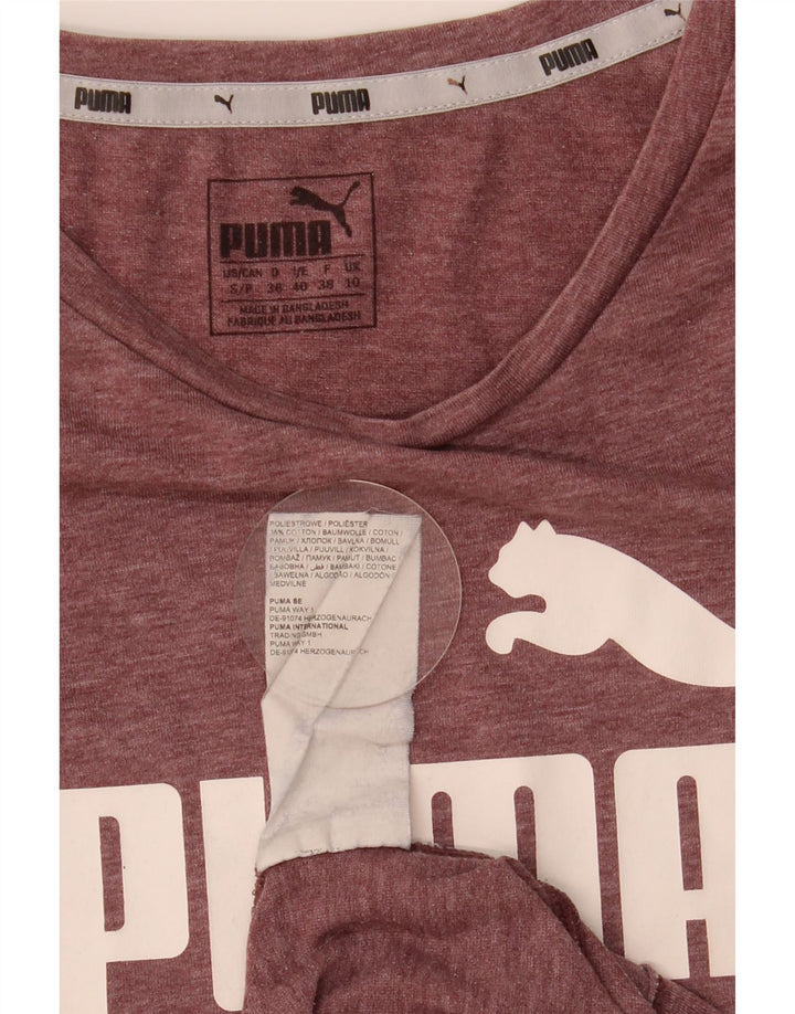 Puma Womens Graphic T-Shirt Top UK 10 Small Maroon Polyester