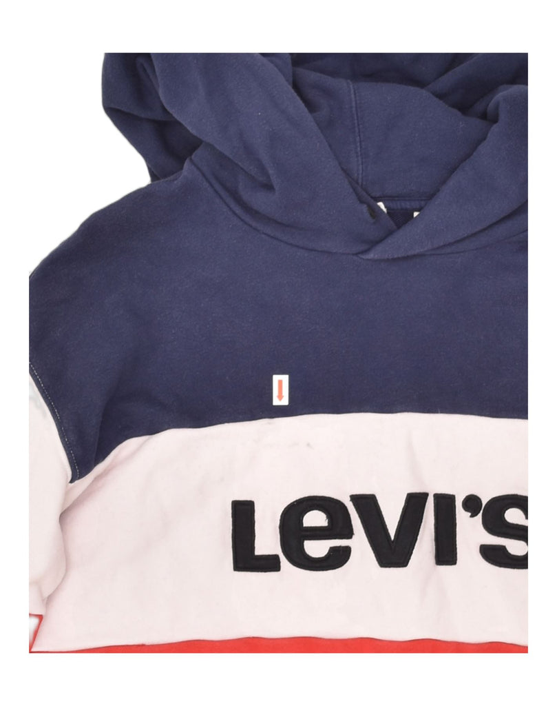 LEVI'S Womens Crop Graphic Hoodie Jumper UK 6 XS Multicoloured Colourblock | Vintage Levi's | Thrift | Second-Hand Levi's | Used Clothing | Messina Hembry 