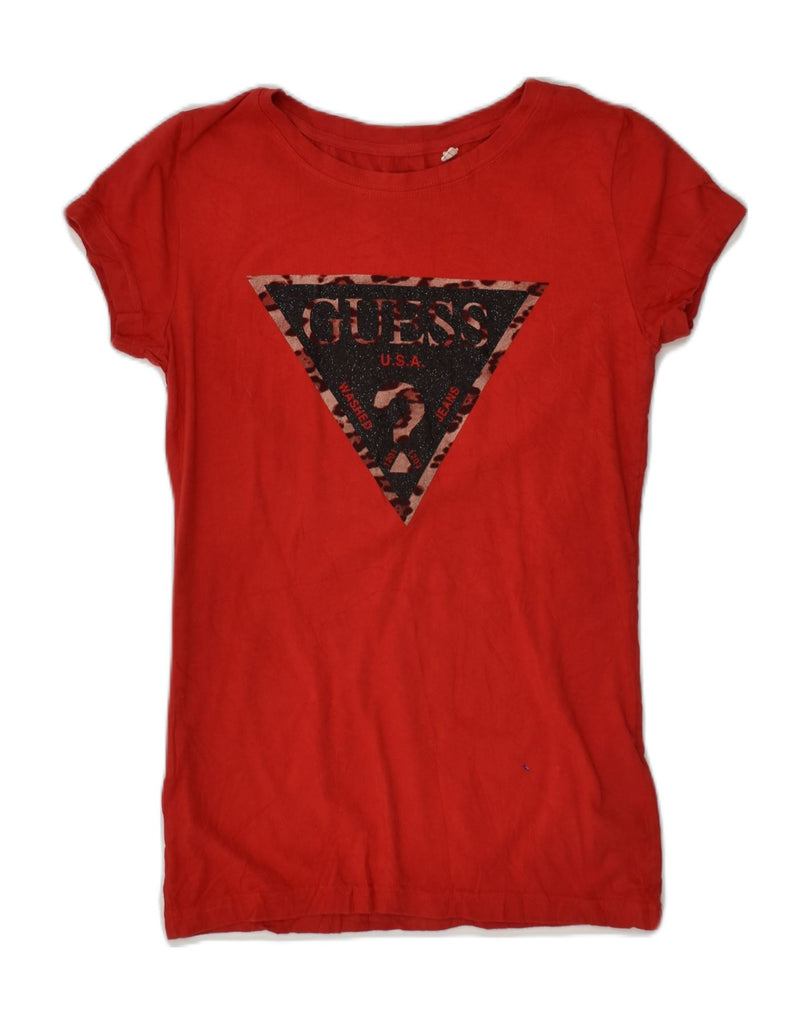 GUESS Womens Graphic T-Shirt Top UK 8 Small Red Cotton | Vintage Guess | Thrift | Second-Hand Guess | Used Clothing | Messina Hembry 