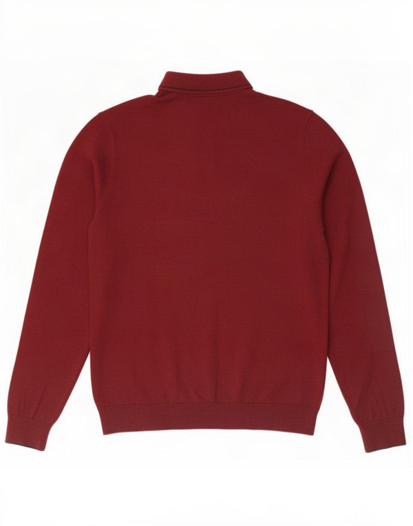 Marks & Spencer Mens Polo Neck Jumper Sweater Medium Burgundy Cotton