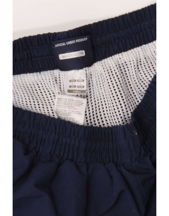 Umbro Mens Graphic Tracksuit Trousers Joggers Large Navy Blue Polyester