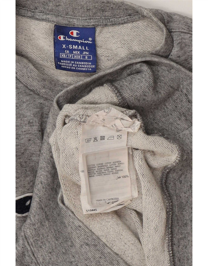 Champion Womens Graphic Oversized Sweatshirt Jumper UK 6 XS Grey Flecked