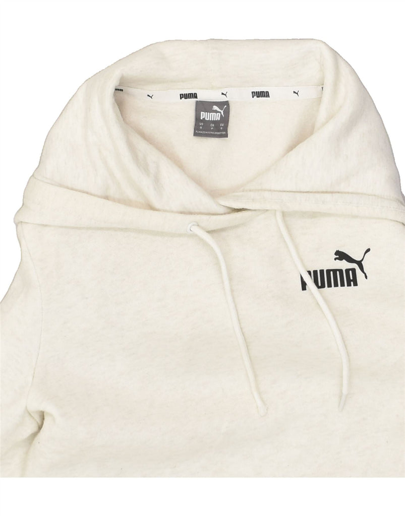 PUMA Womens Hoodie Jumper UK 10 Small Off White Cotton | Vintage Puma | Thrift | Second-Hand Puma | Used Clothing | Messina Hembry 