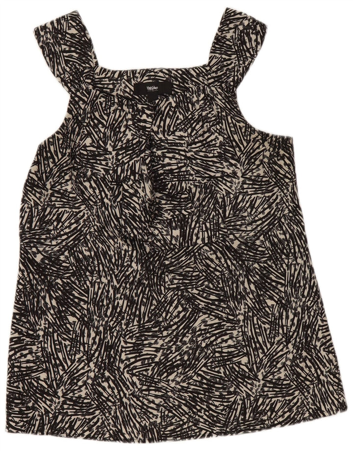 MOSSIMO Womens Abstract Pattern Sleeveless Blouse Top UK 6 XS Black