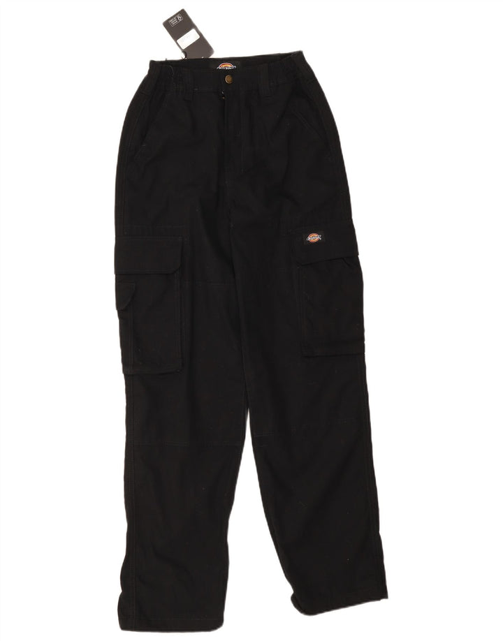 DICKIES Mens Straight Cargo Trousers W26 L28 Black Cotton