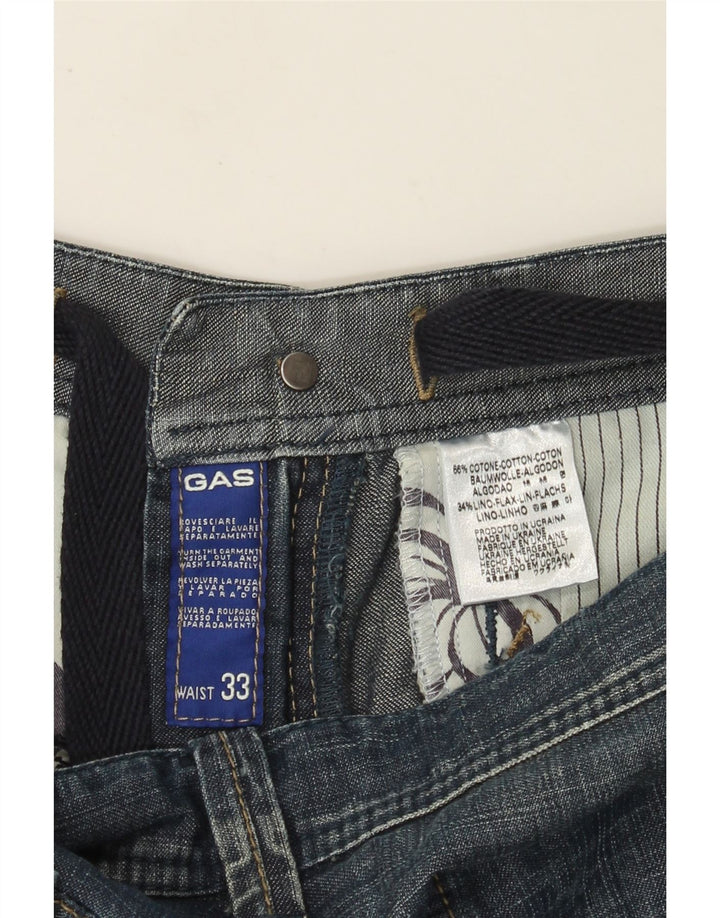 Gas Mens Cargo Denim Shorts W33 Medium Blue Cotton
