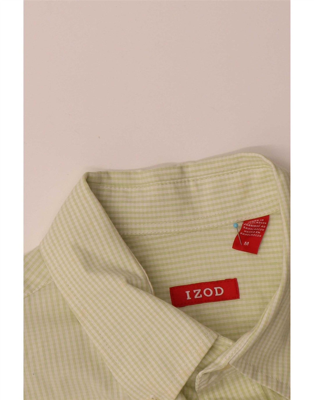 Izod Mens Shirt Medium Green Check Cotton