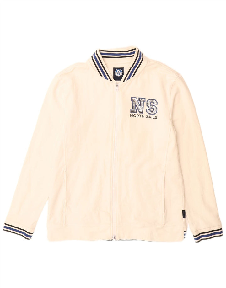 NORTH SAILS Womens Graphic Tracksuit Top Jacket UK 14 Medium White Cotton