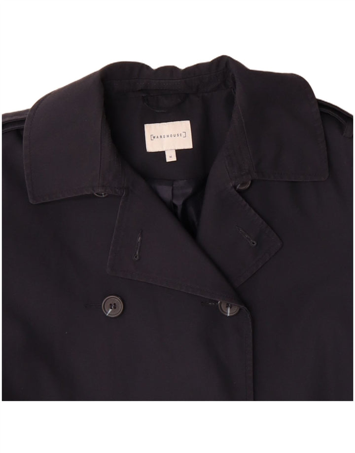 WAREHOUSE Womens Trench Coat UK 16 Large Navy Blue Polyester